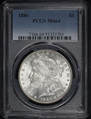 Obverse of this 1886 Morgan Dollar PCGS MS-64
