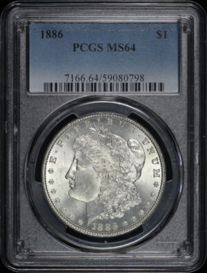 Obverse of this 1886 Morgan Dollar PCGS MS-64