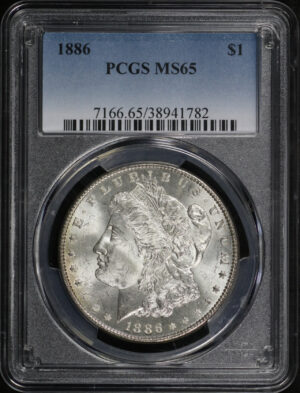 Obverse of this 1886 Morgan Dollar PCGS MS-65