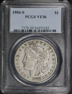 Obverse of this 1886-S Morgan Dollar PCGS VF-30