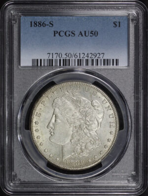 Obverse of this 1886-S Morgan Dollar PCGS AU-50