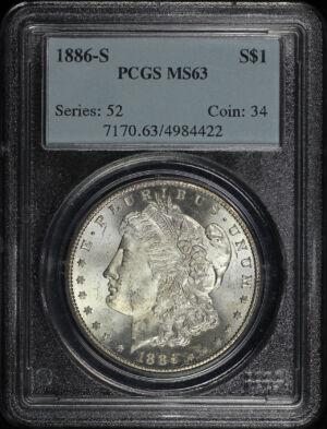 Obverse of this 1886-S Morgan Dollar PCGS MS-63