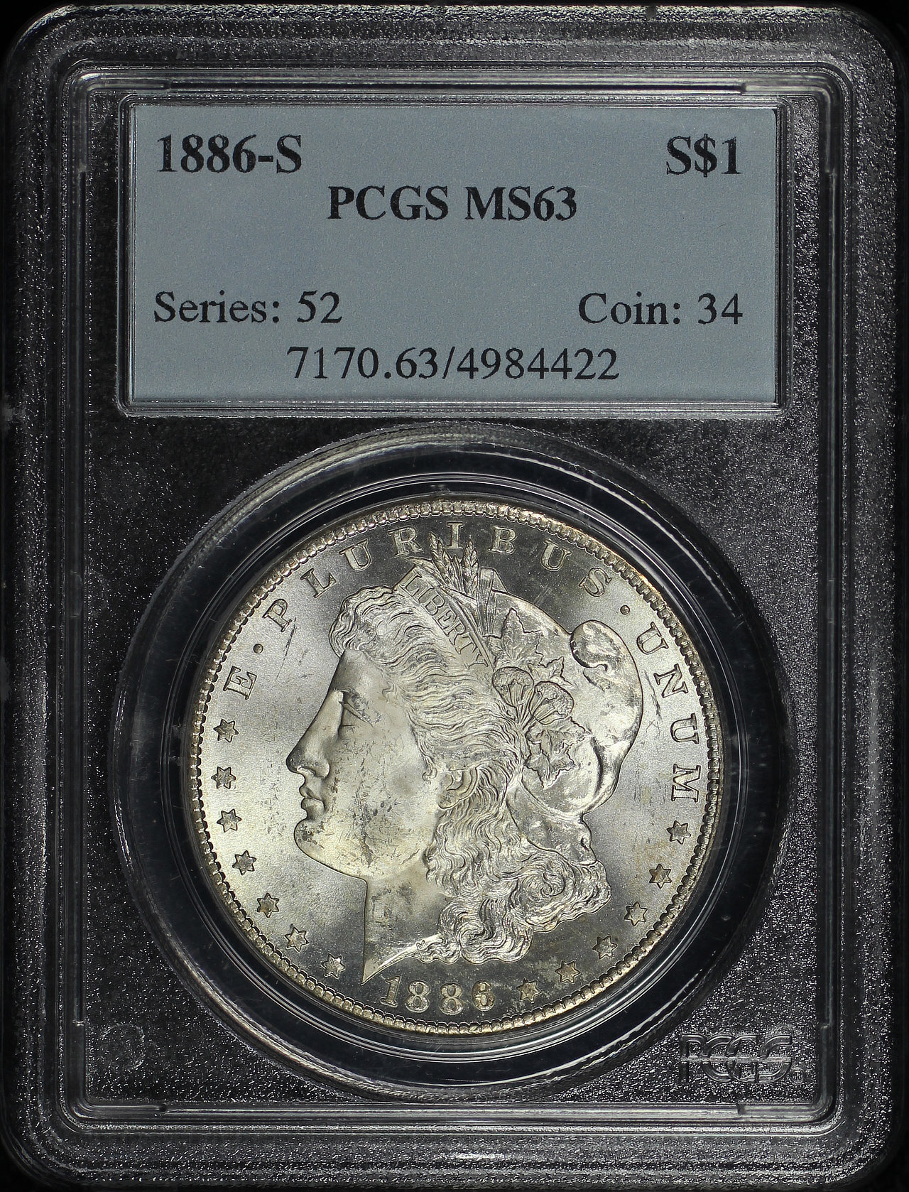 Obverse of this 1886-S Morgan Dollar PCGS MS-63