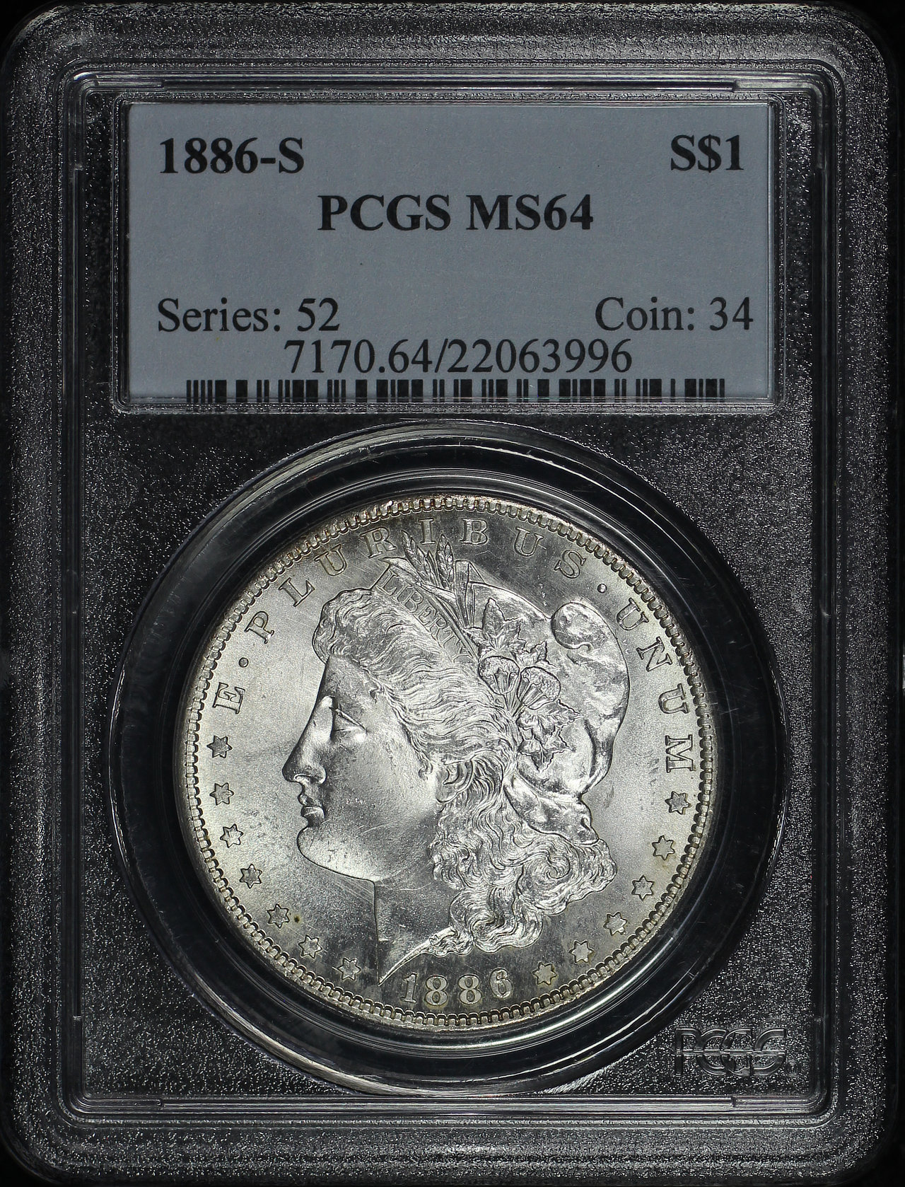 Obverse of this 1886-S Morgan Dollar PCGS MS-64