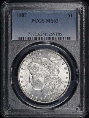 Obverse of this 1887 Morgan Dollar PCGS MS-62