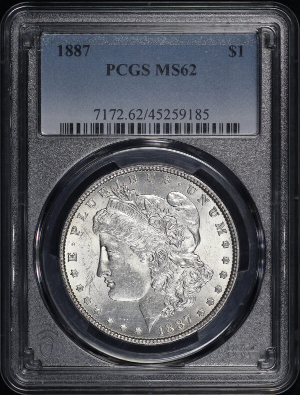 Obverse of this 1887 Morgan Dollar PCGS MS-62