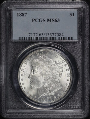 Obverse of this 1887 Morgan Dollar PCGS MS-63
