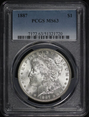 Obverse of this 1887 Morgan Dollar PCGS MS-63