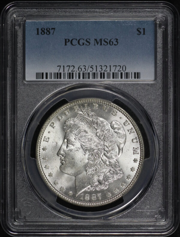 Obverse of this 1887 Morgan Dollar PCGS MS-63