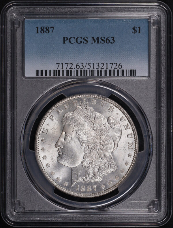 Obverse of this 1887 Morgan Dollar PCGS MS-63