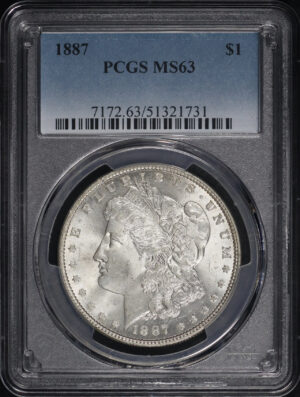 Obverse of this 1887 Morgan Dollar PCGS MS-63