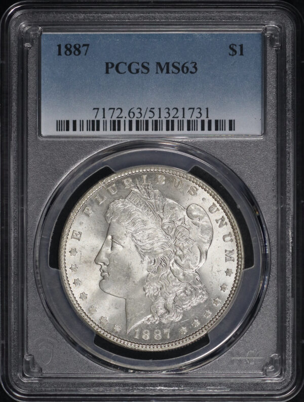 Obverse of this 1887 Morgan Dollar PCGS MS-63