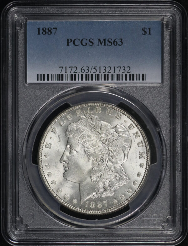 Obverse of this 1887 Morgan Dollar PCGS MS-63