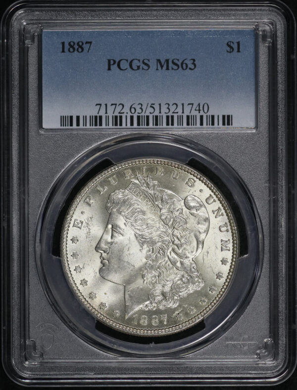 Obverse of this 1887 Morgan Dollar PCGS MS-63