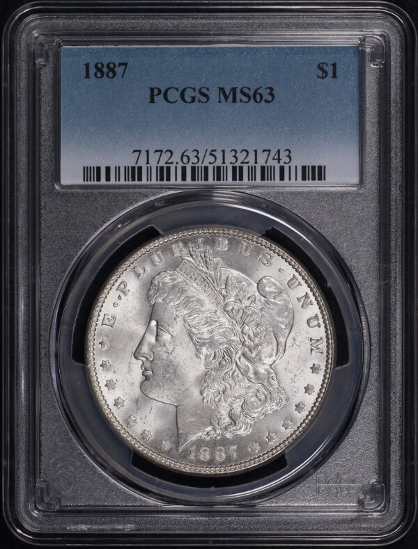 Obverse of this 1887 Morgan Dollar PCGS MS-63