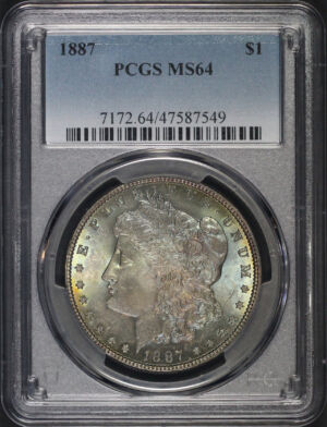 Obverse of this 1887 Morgan Dollar PCGS MS-64