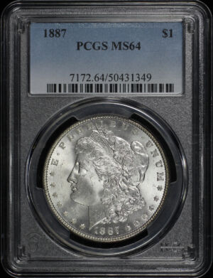 Obverse of this 1887 Morgan Dollar PCGS MS-64