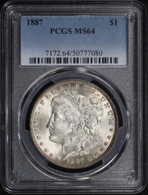 Obverse of this 1887 Morgan Dollar PCGS MS-64