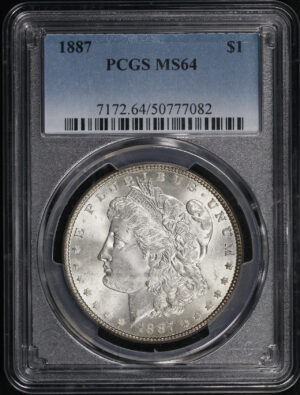 Obverse of this 1887 Morgan Dollar PCGS MS-64