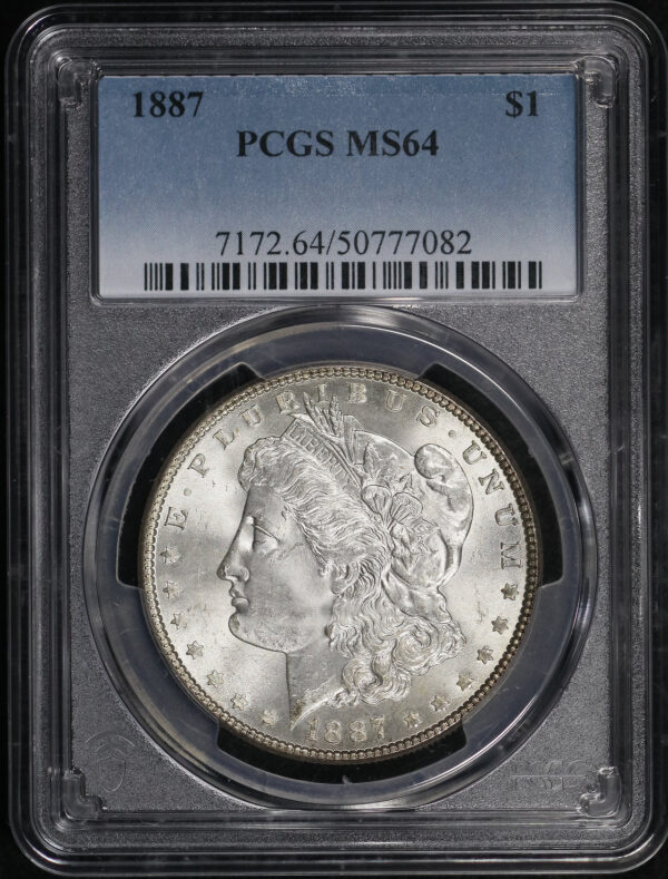 Obverse of this 1887 Morgan Dollar PCGS MS-64
