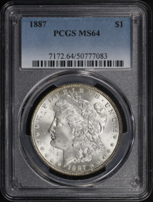 Obverse of this 1887 Morgan Dollar PCGS MS-64