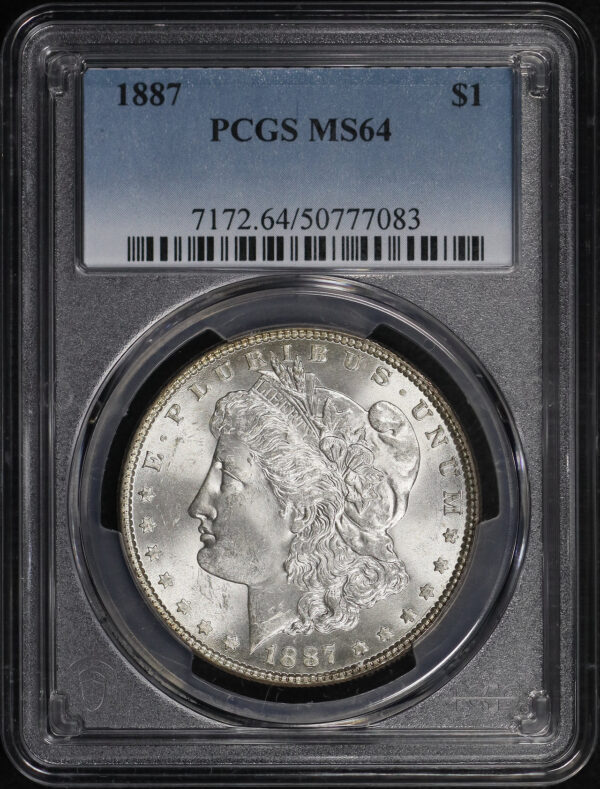 Obverse of this 1887 Morgan Dollar PCGS MS-64