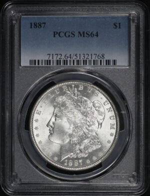 Obverse of this 1887 Morgan Dollar PCGS MS-64