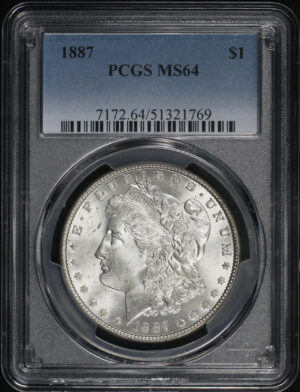 Obverse of this 1887 Morgan Dollar PCGS MS-64