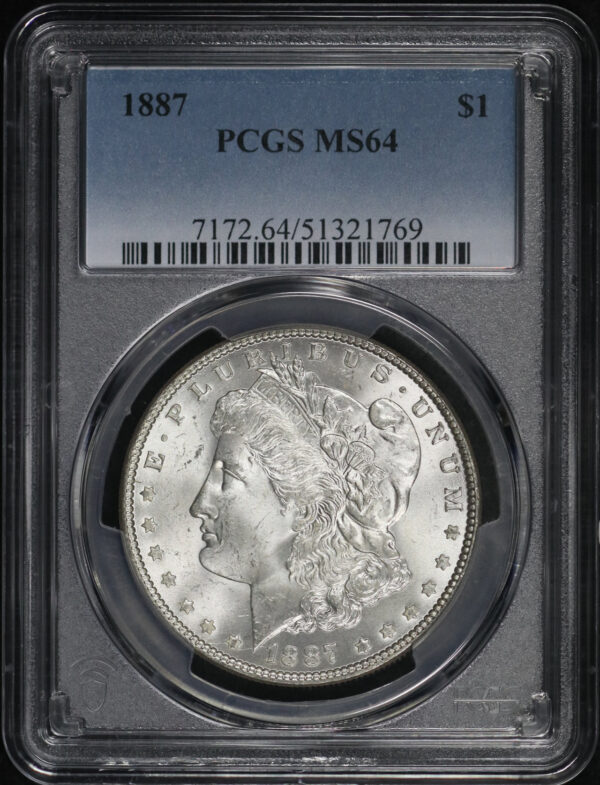 Obverse of this 1887 Morgan Dollar PCGS MS-64