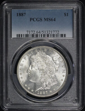 Obverse of this 1887 Morgan Dollar PCGS MS-64