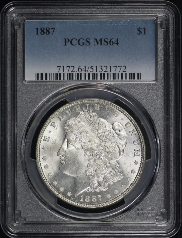 Obverse of this 1887 Morgan Dollar PCGS MS-64