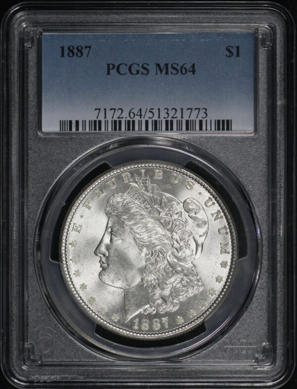 Obverse of this 1887 Morgan Dollar PCGS MS-64