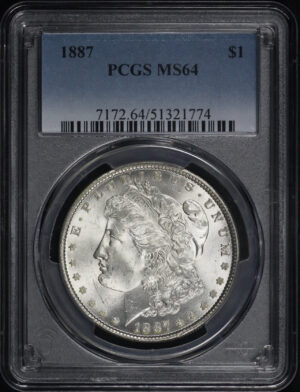 Obverse of this 1887 Morgan Dollar PCGS MS-64