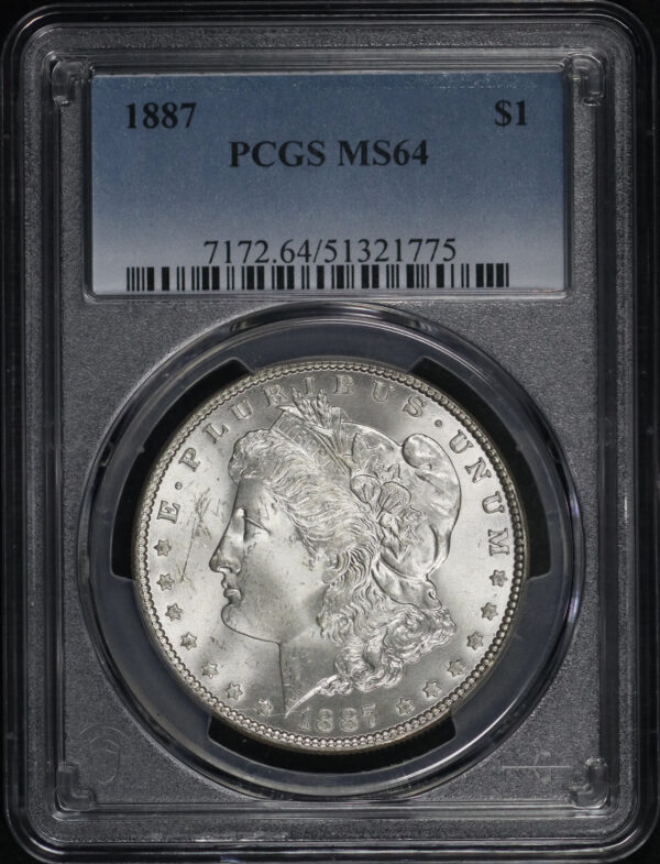 Obverse of this 1887 Morgan Dollar PCGS MS-64