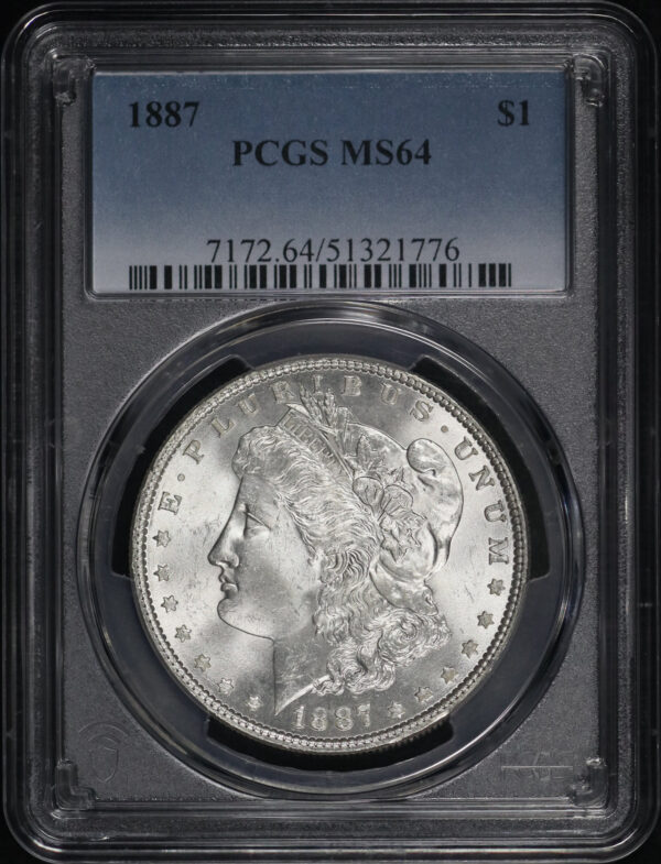 Obverse of this 1887 Morgan Dollar PCGS MS-64