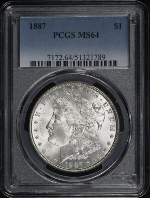 Obverse of this 1887 Morgan Dollar PCGS MS-64