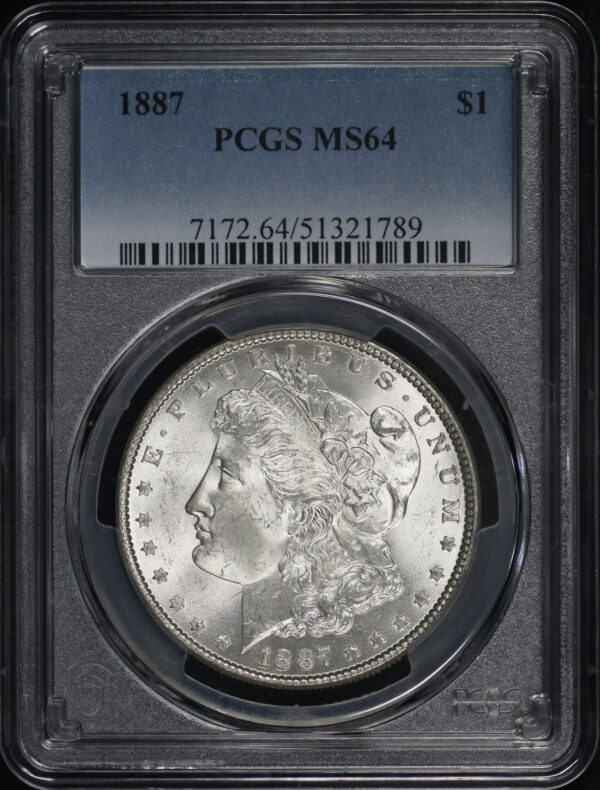 Obverse of this 1887 Morgan Dollar PCGS MS-64
