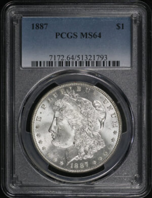 Obverse of this 1887 Morgan Dollar PCGS MS-64