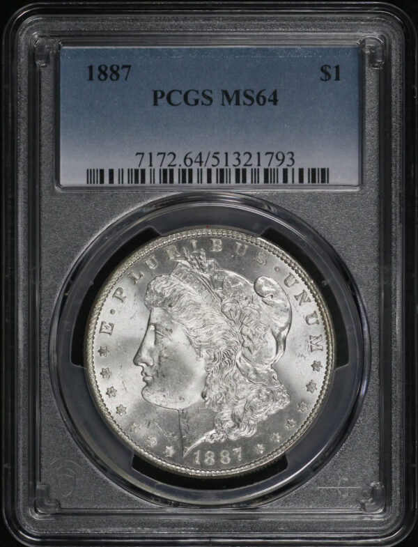 Obverse of this 1887 Morgan Dollar PCGS MS-64