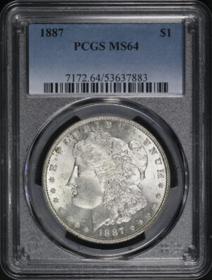 Obverse of this 1887 Morgan Dollar PCGS MS-64