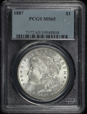 Obverse of this 1887 Morgan Dollar PCGS MS-65