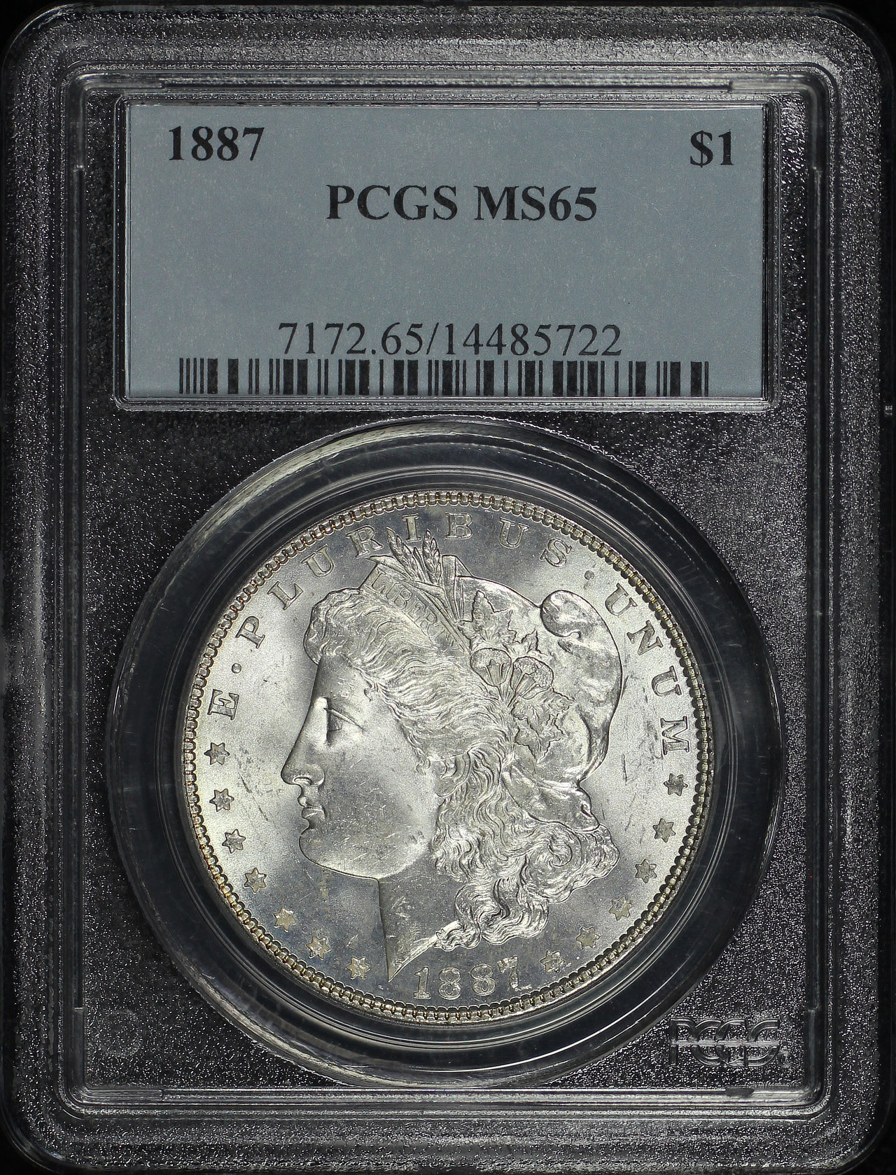 Obverse of this 1887 Morgan Dollar PCGS MS-65