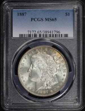 Obverse of this 1887 Morgan Dollar PCGS MS-65