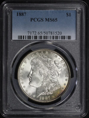 Obverse of this 1887 Morgan Dollar PCGS MS-65