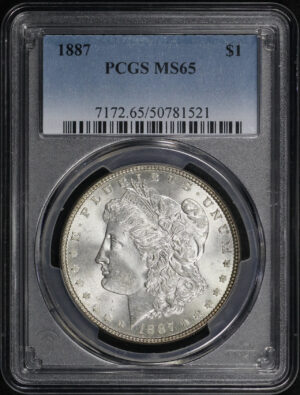 Obverse of this 1887 Morgan Dollar PCGS MS-65