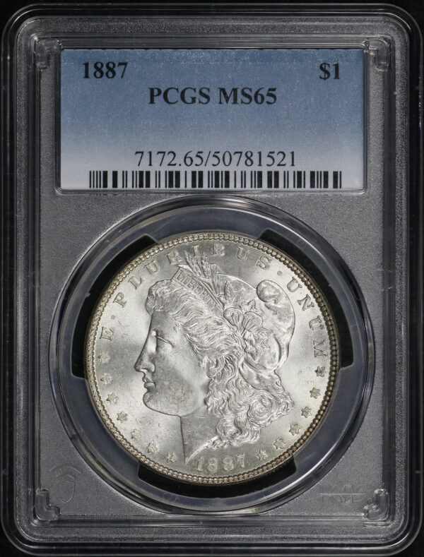 Obverse of this 1887 Morgan Dollar PCGS MS-65