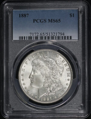 Obverse of this 1887 Morgan Dollar PCGS MS-65