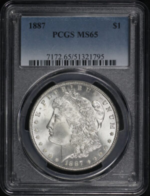 Obverse of this 1887 Morgan Dollar PCGS MS-65
