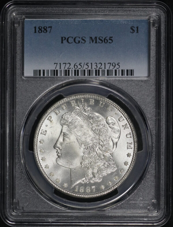 Obverse of this 1887 Morgan Dollar PCGS MS-65