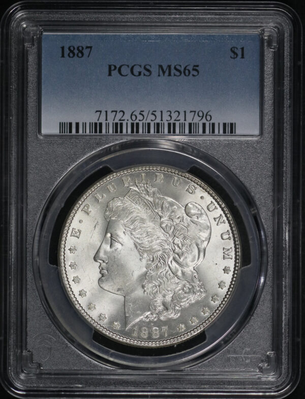 Obverse of this 1887 Morgan Dollar PCGS MS-65